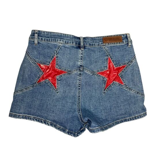 Rock & Roll Denim Women’s 31 High Rise Red Star Jean Shorts - Picture 1 of 7